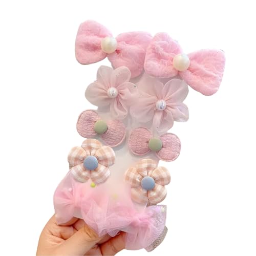 Image of SYGA 10-Piece Baby Hair Clip Set for Girls Adorable Bow and Flower Designs Hair Pin Soft, Lightweight, and Stylish - Light Pink
