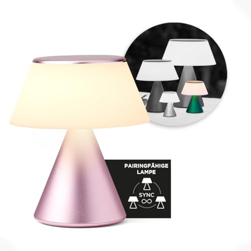 Lexon LUMA M LED-Schreibtischlampe, kabellose Tischlampe mit Dimmfunktion und Multi-Lampen-Synchronisation, 9 Lichtfarben fĂĽr BĂĽro, Schlafzimmer und Nachttisch, Rosa