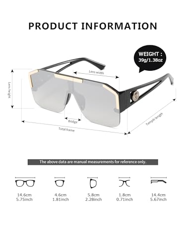 Big Sunglasses for Women Oversized Shades for Women Trendy Large Rectangle Sun Glasses2