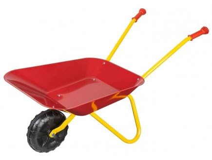 cavernedesjouets Brouette Metal Enfant 78x38x40cm - bac 30 kg Max, Rouge/Jaune - Set Jouet de Jardin + 1 Carte - Accessoire, Outillage Kids, Junior