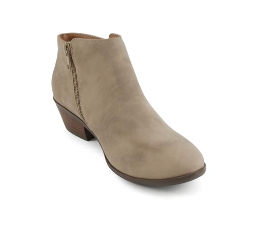 Image of Soda Women's Mug Round Toe Faux Suede Stacked Heel Western Ankle Bootie