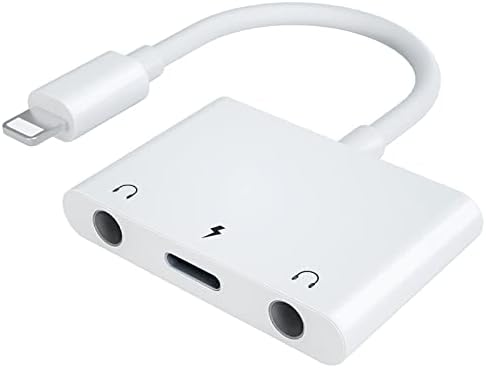 ELITEED 3in1 Lighting to 3.5mm,Headphone Adapter for iPhone, Dual Earphone Jack Audio and Charging Adapter,Headphone Splitter for iPhone 14/13/12/11/XS Max/XR/8/7 Plus /6/ iPad,Support iOS 10 to16