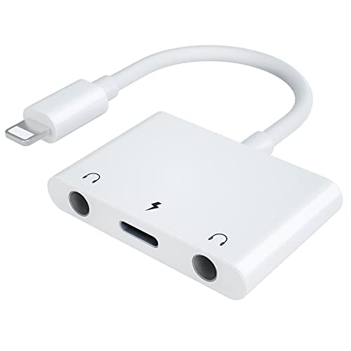 ELITEED 3in1 Lighting to 3.5mm,Headphone Adapter for iPhone, Dual Earphone Jack Audio and Charging Adapter,Headphone Splitter for iPhone 14/13/12/11/XS Max/XR/8/7 Plus /6/ iPad,Support iOS 10 to16 by ELITEED - Used condition - CA$7.27