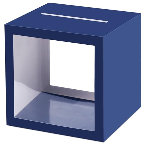 Image of Navy Blue Card Box Wedding Favors Gift Card Boxes Post Box Cardboard Receiving Money Box Holder for Wedding Reception, Baby Showers, Anniversary, Birthday Party, Retirement, Graduation Envelope Holder