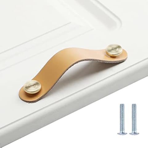 Leather handles for furniture, drill hole spacing, 9.6 cm, drawer handles, handmade furniture handles, leather knobs, cabinet handle knobs for cupboards Cover