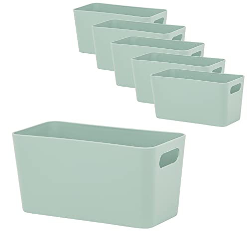 #11 6x Ordnungsboxen - 10 cm hoch - grün - 20x10x10cm - 1,4 Liter - Ordnungskorb - Schubladenorganizer