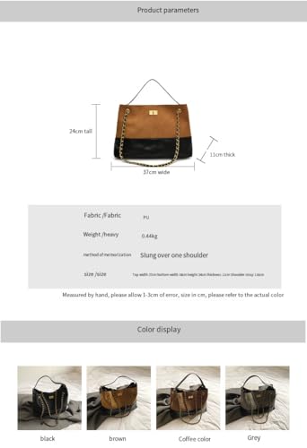 Contrasting Large-Capacity Tote bag, Underarm Chain Bag(and coffee)2