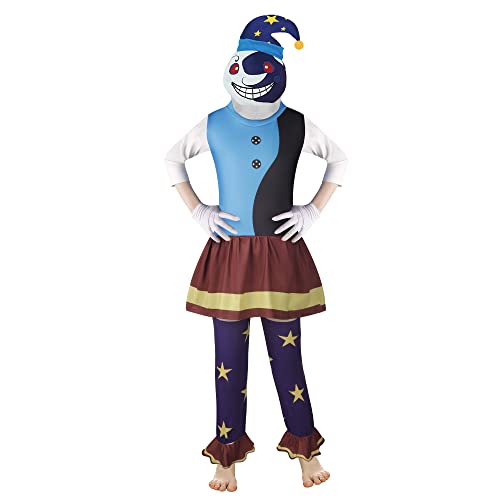 Sun Moon Clown Costume for Kids Cartoon Game Boys Girls Cosplay Jumpsuit Child Halloween Outfits 11-12 Years