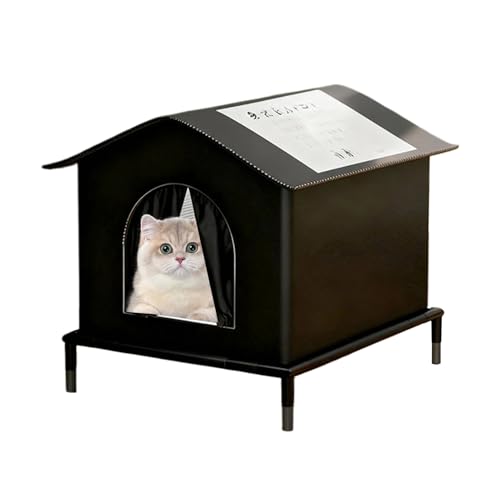 Regolazione della temperatura: la cuccia per gatti da esterno presenta un design isolante e una fodera traspirante per mantenere temperature confortevoli, mantenendo i gatti freschi d'estate e caldi d'inverno, garantendo un caldo per il amico felino durante le mutevoli condizioni meteorologiche all'aperto