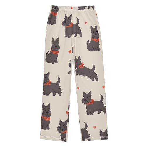 Dog Bows Boys Pants Boys Athletic Pants Long Pant for Boywith Pockets Wide-Leg Size 6-14Y