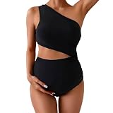 Maillot de Bain Grossesse Femmes Une pièce Bikini Maternité Col en V Maillot de Bain Enceintes avec Coussinet de Poitrine Amovible Froncé Vetement de Plage Piscine Source Thermale Swimwear 2026
