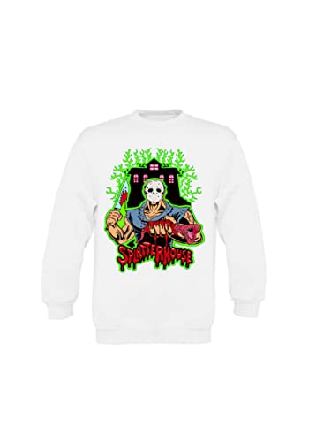 7-8 Anni = 3XS Felpa Girocollo Bambino Ragazzo Basic Top qualità Top vestibilità - Splatterhouse - novità Fashion Divertenti Humor Made in Italy (Bianco, 5-6)
