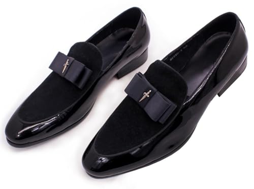 Santimon Men's Loafers Silp On Formal Dress Plain Toe Modern Suit Shoes Mens Fashion Genunie Leather Mocasines Prom Wedding Business Causal Penny Loafers Comfortable Tuxedo Shoes for Men