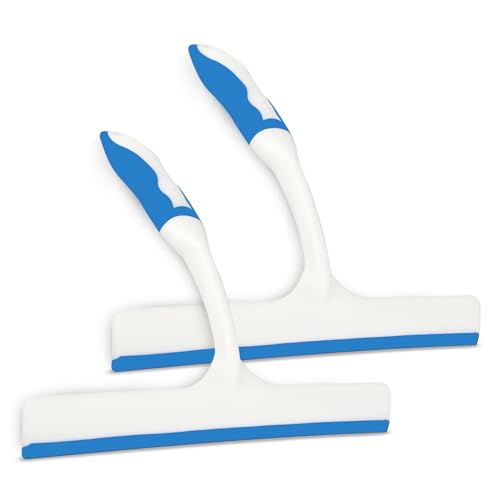 Jaladores De Agua, Pet Products Jalador para Vidrios, Raspador de Microfibra y Limpiador de Ventanas para el Gogar (Azul Blanco 2pz)