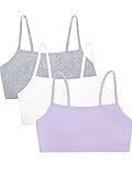 Fruit of the Loom Womens Spaghetti Strap Cotton Pull Over 3 Pack Sports Bra, Lilac Whisper/White/Grey Heather, 34