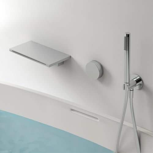 BiaoTeng 滝 埋め込み 風呂 蛇口 シャワー付き 壁 2機能 温水 冷水 真鍮 浴槽シャワー混合水栓 クロム