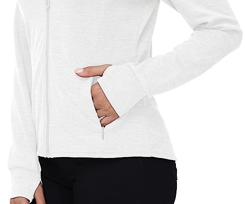 Rdruko Women's Zip Up Hoodie Light Active Jacket Upf 50+ Hiking Outdoor Sun Shirts(White, Us L) #TOP5