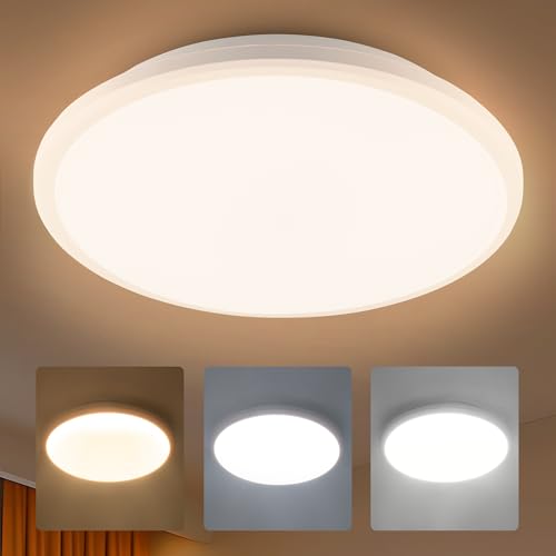 JONMONSM LED Deckenleuchte 36W, 3000K-6500K 3000LM LED Deckenleuchte Dimmbar, IP54 Wasserdichte Deckenlampe mit Fernbedienung für Schlafzimmer Wohnzimmer Bad Balkon Keller 300*H40mm