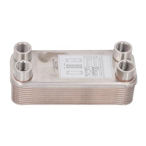 ZDAGELD Enfriador de Mosto con Placa de Preparación, Intercambiador de Calor de Cobre de Acero Inoxidable 304 para Refrigeración por Agua de Cerveza, Rápido y Eficiente, Ideal para