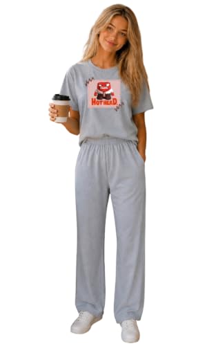 Image of ELVIA Women's Pure Cotton Top and Pyjama Co-Ord Set | Hot Head Graphic Printed Night Suit | Regular Fit Half Sleeve Round Neck T-Shirt with Pajama Loungewear Sleepwear Set for Women