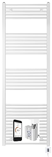 anapont elektrischer Badheizkörper - weiß/chrom- mit Appsteuerung - Handtuchheizkörper - Badheizung elektrisch - Handtuchheizung - Made in Germany (1775h x 600b, weiss/gerade)