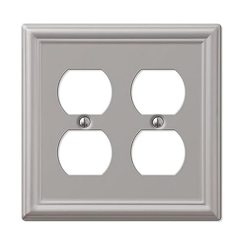 Image of Amerelle 149DDBN Chelsea Steel Double Duplex Wallplate, Brushed Nickel