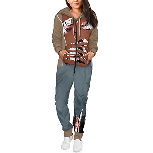 AFPANQZ Hooded Jumpsuit Unisex Home One-Piece Pajamas Onesie Rompers with Pocket Drawstring Hat Tracksuit S-4XL3