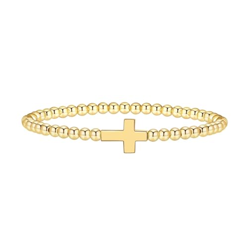 Gold Bracelets for Women 14K Gold Beaded Bracelets Stackable Bracelets for Women Gold Charm Bracelet Non Tarnish Gold Jewelry for Women Trendy