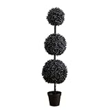 Nearly Natural 5ft. UV Resistant Artificial Halloween Black Triple Ball Boxwood Topiary