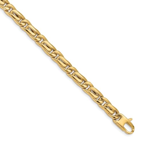 14K Yellow Gold Men's Polished Link Chain Bracelet for Men 8.5"", AFJ-QG-LF1328-8.5-MP2