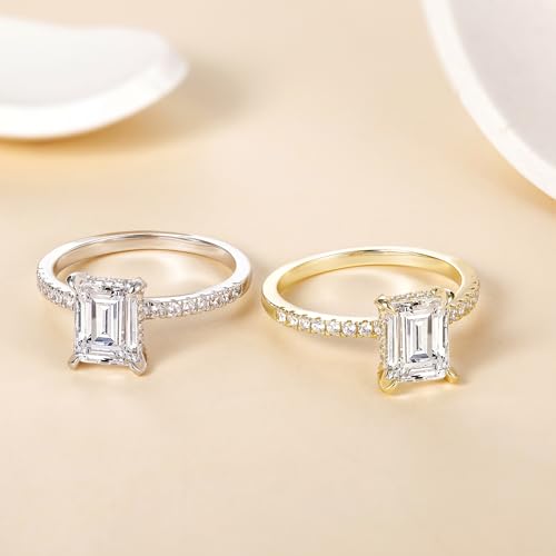 TIGRADE 3CT Engagement Ring for Women Emerald Cut Cubic Zirconia Wedding Band CZ Promise Wedding Ring Size 4-113