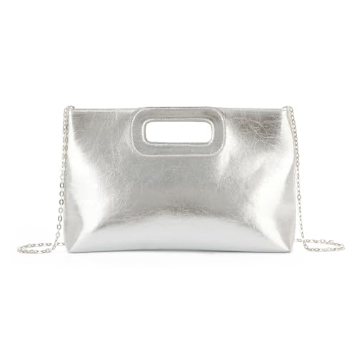 Syrads PU Bolso De Mano De Para Mujer Bolso De Formal Elegante Bolso De Mano Bolsos,Plateado