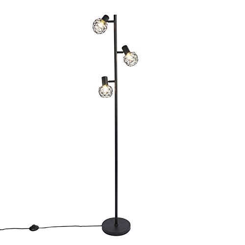 Lampada da terra moderna nera a 3 luci - Indu