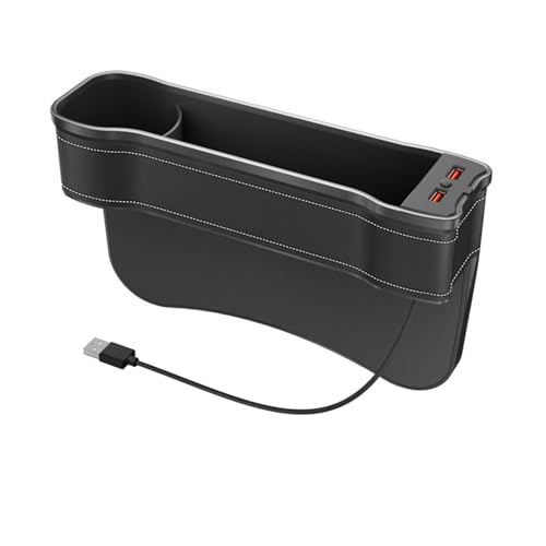 【トヨタ カムリCamry 70系】シートサイドポケット 5A超急速充電 デュアル USB充電式 隙間ポケット 車用 車シート隙間 LED雰囲気 9色ライト 車内収納 差し込みタイプ すき間ポケット マイクロファイバーレザー 収納ボックス カー用品 (Bl