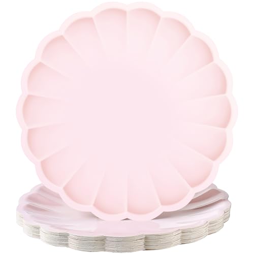 30 Pcs Large Scalloped Paper Plates 9.5 Inch Shell Edge Disposabl...