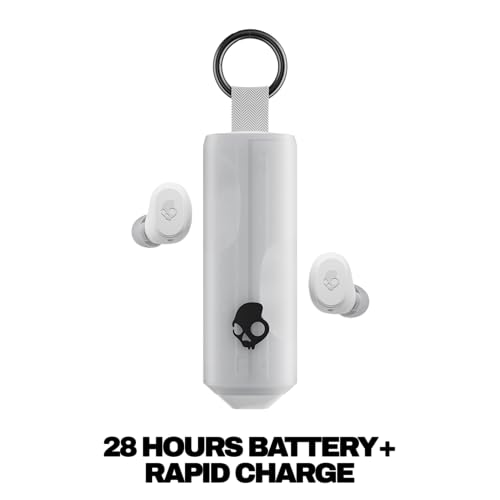Image of Skullcandy Dime 360 Wireless Earbuds with Clip-Anywhere Case - Bone | In-Ear Fit, Bluetooth, Noise Isolating, 28 Hours Battery, Microphone for iPhone Android, Easy Clip-On Design for Travel