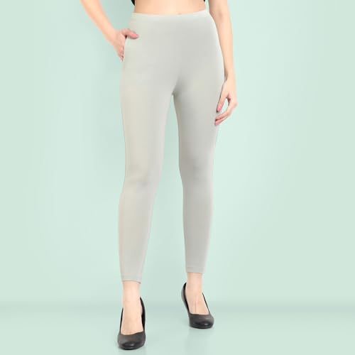 Image of ONE SKY Women Ankle Length Leggings | Premium Cotton Modal Spandex Blend | High Waist Stretchable & Bio-Washed Fabric | Colour-Lock | Ethnic Leggings for Women