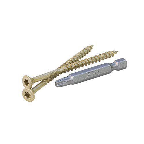 Proferred Professional Decking & Outdoors Wood Screws, Bronze SKT Coating - 1500 Hour Salt Spray, 10 X 3\", 6 Lobe 25 Drive (210pcs with 1 Bit in Jar) Model Number: V56102