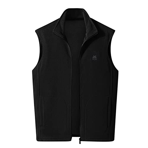 Chaleco de ocio para hombre, chaleco de forro polar ligero para hombre, sin cuello, chaleco sin mangas, chaleco largo, chaqueta de ocio, chaleco deportivo para exteriores, chaleco deportivo para