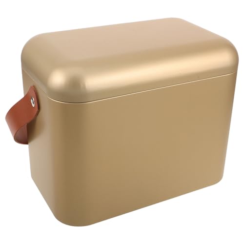 ULTECHNOVO Lata Hermética de Hojalata Dorada 235X145X190 MM con Asa Portátil y Cierre Hermético Recipiente para Almacenar Té Café y Especias Adecuado para Cocina Hogar y Viajes