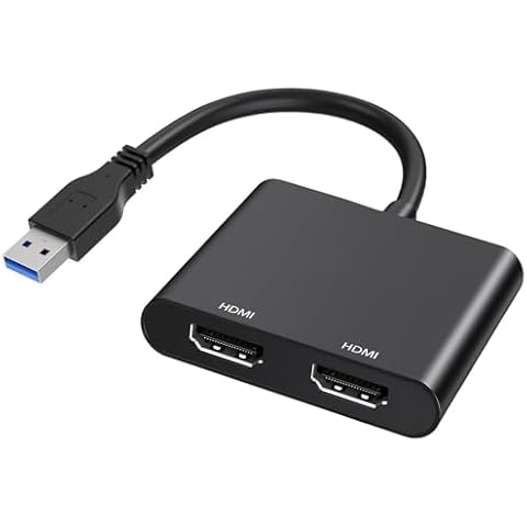 sartyee USB to HDMI Adapter, Dual HDMI USB Multi-Monitor Cable 1080P Video Audio Converter, for PC, Laptop to Monitor, Support Windows XP 7/8/8.1/10/11 Cover