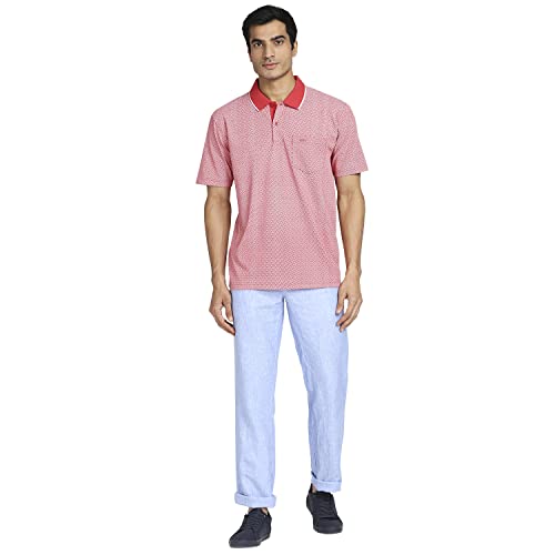 Image of Colorplus Men's Pure Cotton Print Pattern Classic Fit Polo Neck Half Sleeve Casual T-Shirt