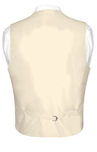 Men's Dress Vest & NeckTie Solid CREAM Color Neck Tie Set for Suit or Tuxedo2
