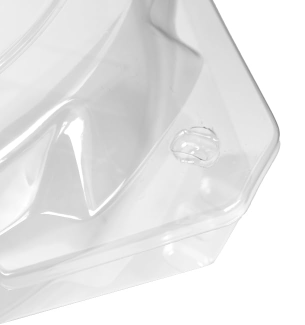 115 Envases de Plástico PET con Tapa Bisagra, Ø23x5cm, Transparente, Tapa Abatible, Reciclable, Desechable, Tarrina para Comidas, Take Away, Comida para Llevar.