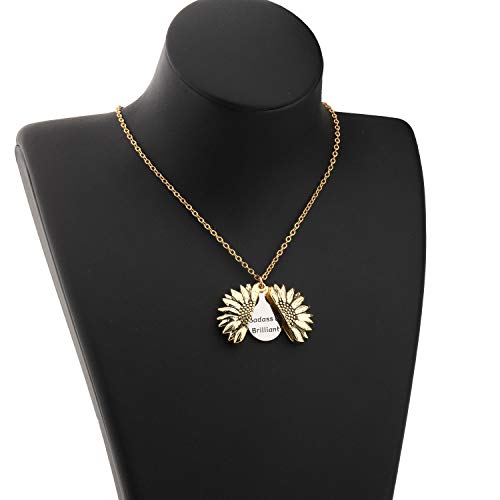 LQRI Funny Badass & Brilliant Sunflower Necklace - Badass Jewelry Inspirational Friendship Gift2
