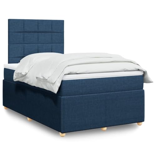 Brokky Cama Box Spring con colchón Estructura Cama Bed Frame Cama con colchon somier Mueble Cama Tela Azul 120x190 cm - 3294301