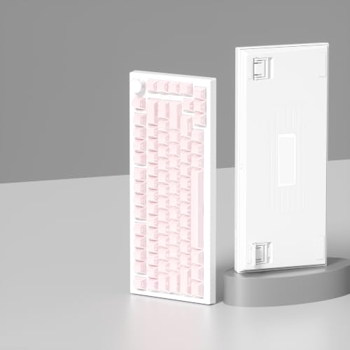 Image of Pink PBT Shine Through Keycaps, Side Printed Translucent Keycaps, Double Shot Cherry Profile for MX Switches Mechanical Keyboard
