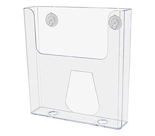 Marketing Holders Window Mount Brochure Holder 8.5" Wide with Suction Cups for Flyer Display Clear Acrylic Glass Mount Catalog or Magazine Holder