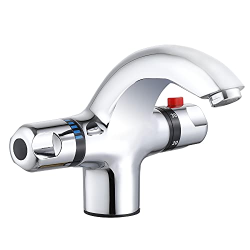 Chicstyleme - Miscelatore termostatico per lavabo, rubinetto per vasca da bagno, miscelatore per lavabo