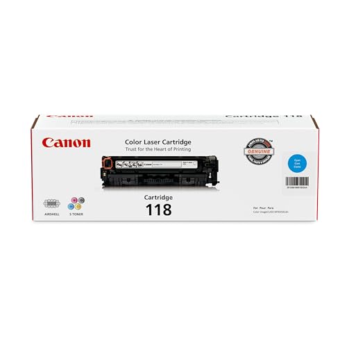 Canon 118 Genuine Cyan Toner Cartridge Compatible with MF720 Series, LBP7200Cdn, LBP7660Cdn, MF8300 Series, MF8580Cdw